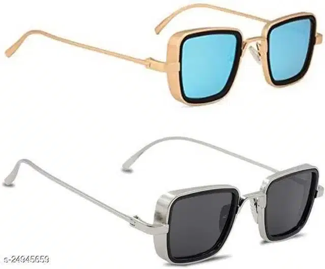 Sunglasses for Men, Pack of 2 (Blue & Black)