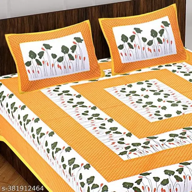 Cotton Queen Bedsheet with 2 Pillow Cover, Multicolor, 90X100 Inches