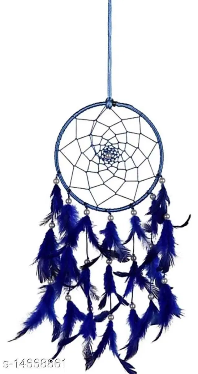 Feather Wall Hanging Dream Catcher, Blue
