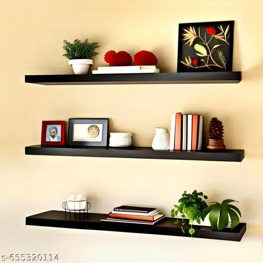 Wooden Triple Layer Wall Shelves For Home, Red