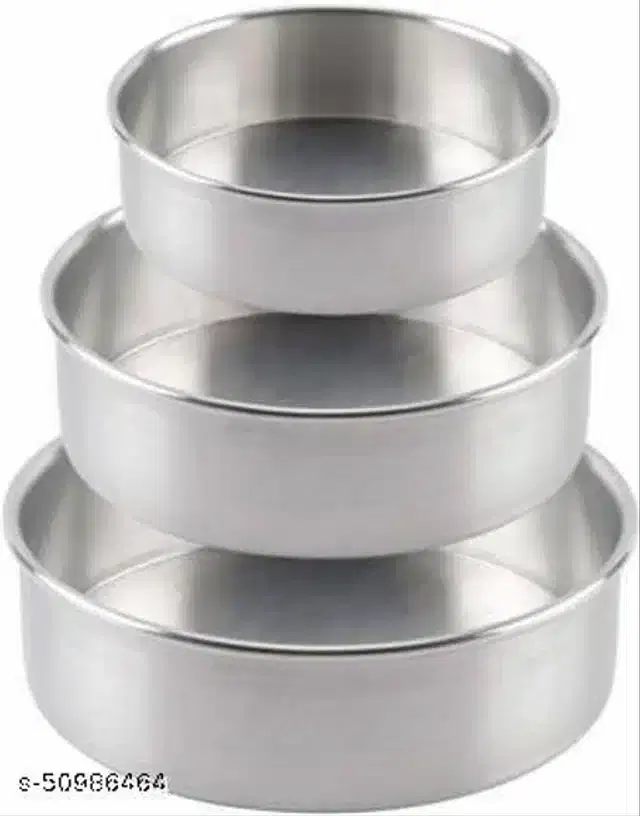 Aluminium Cake Moulds, Silver, Set of 3