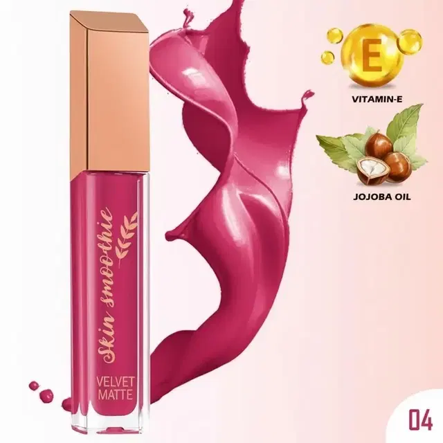 Skin Smoothie Velvet Matte Liquid Lipstick, Hot Pink, 4 ml