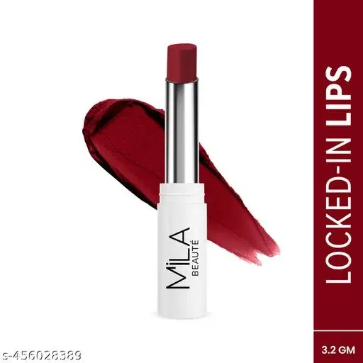Mila Beauté Locked In Lips Lipstick | Transfer Proof Formula With Velvety Texture | Lightweight & Comfortable | Highly Pigmented Lipsticks |3.2 g| Shade -Berry Me