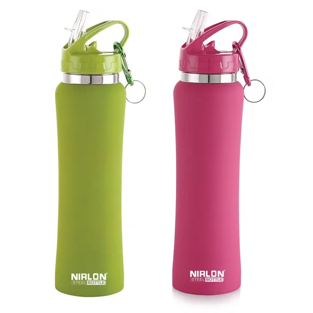Nirlon Stainless Steel Sipper Water Bottle, Multicolor, 750 ml, Pack of 2