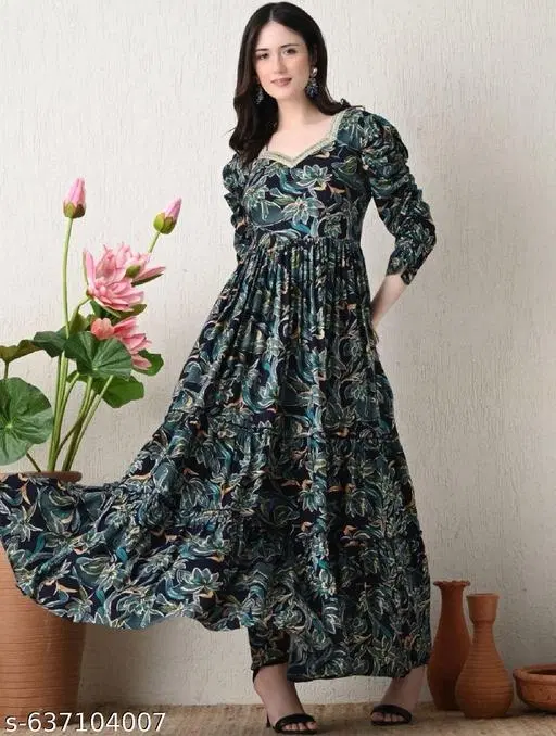 Viscose Rayon Kurti for Women, Green (XXXL)