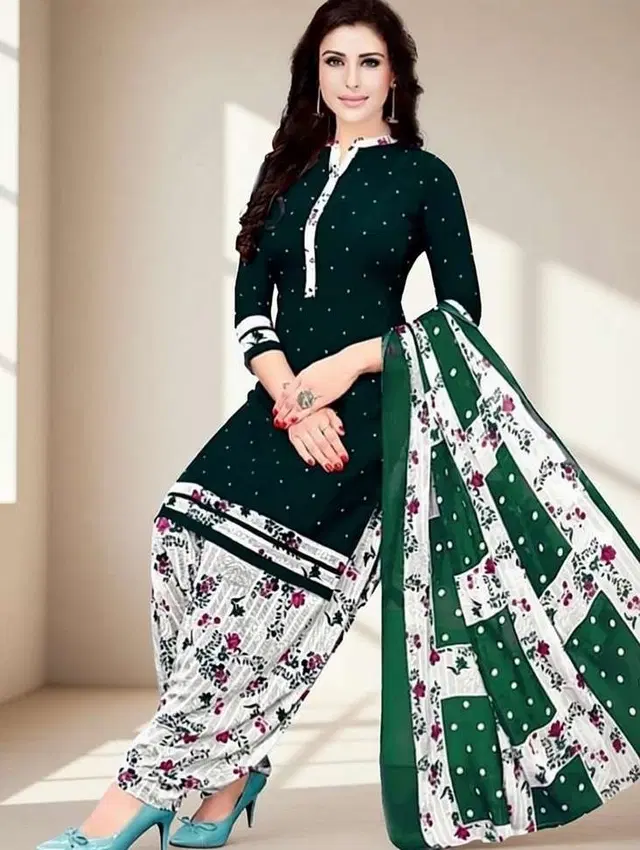 Yashika Unstitched Crepe Salwar Suit Material (Green) (Y-235)