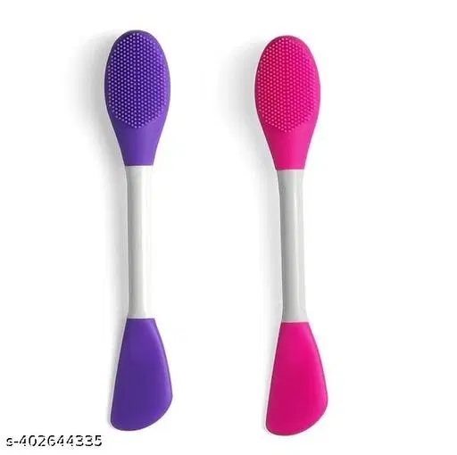 Silicone Double Ended Facial Cleansing Brushes, Multicolor, Pack of 2