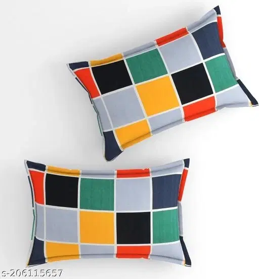 Cotton Pillow Covers, Multicolor, (17x27 inches), Pack of 2