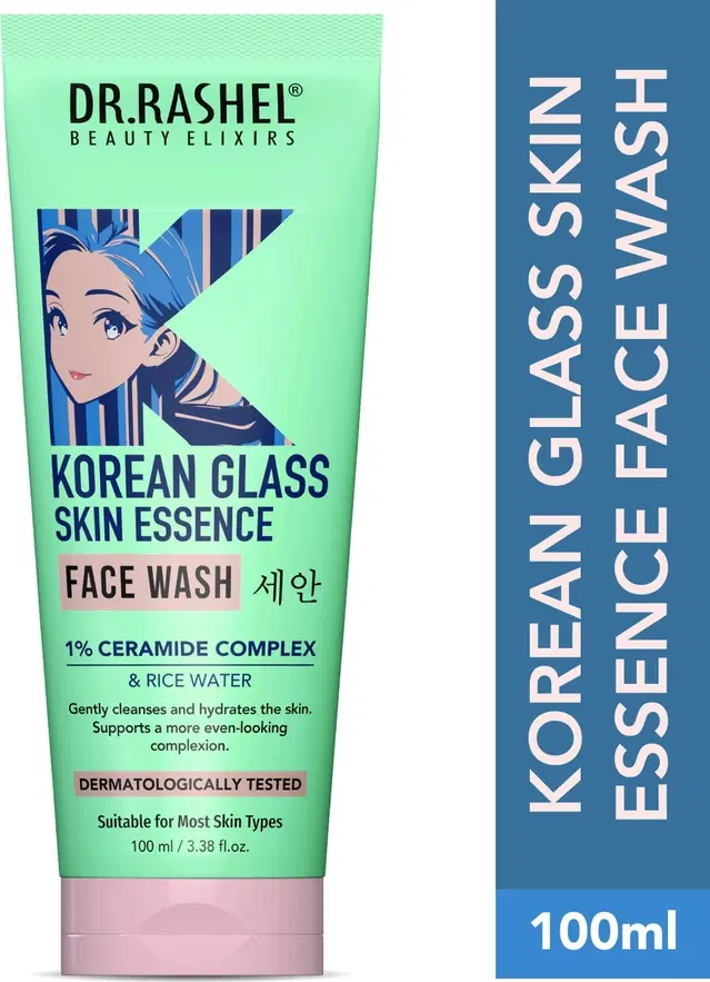 Dr.Rashel Beauty Elixirs Korean Glass Skin Essence Face Wash With 1% Ceramide Complex And Rice Water, 100 ml