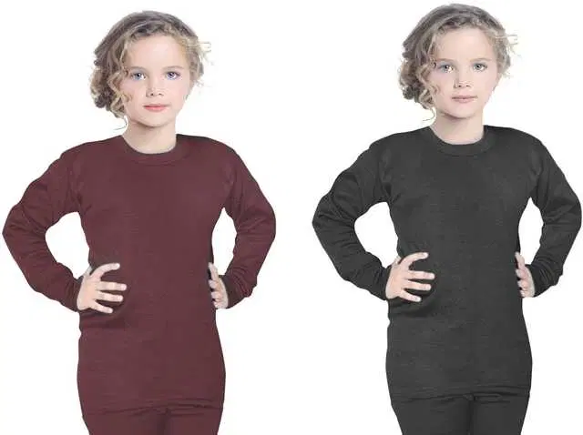 Solid Kids Girl's Thermal Top, Pack of 2 (Multicolor, 18-24 Months) (FE-15)