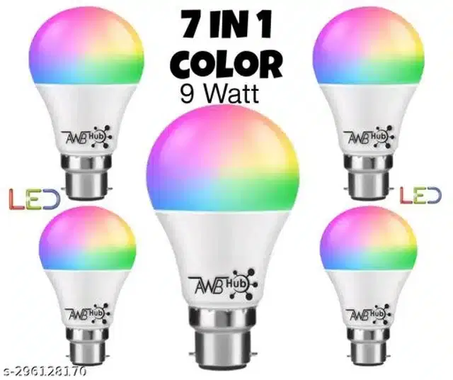 7 in 1 Color Changing LED Bulb, Multicolor, Pack of 5