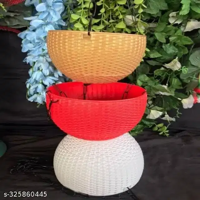 Hanging Flower Pots with Metal Chain, Multicolor, Pack of 7