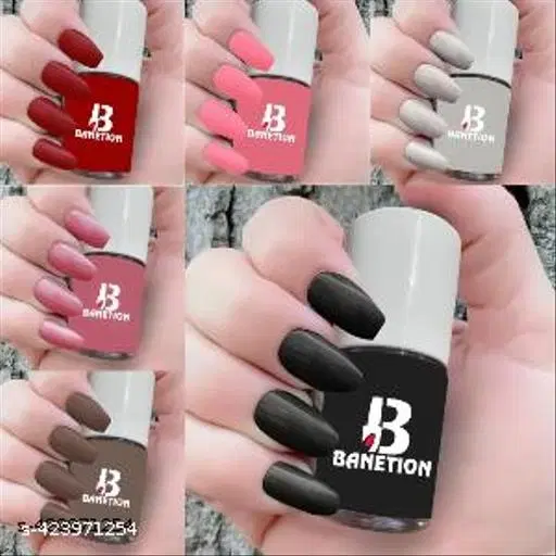 Banetion Matte Nail Polish, Multicolor, Pack of 6