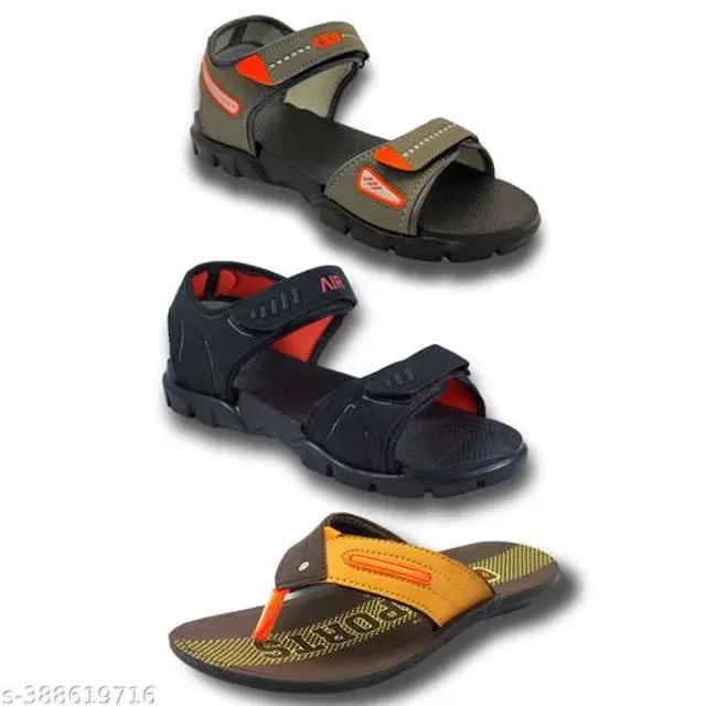 Sandals with Flipflop for Men, Pack of 3 (Multicolor, 6)
