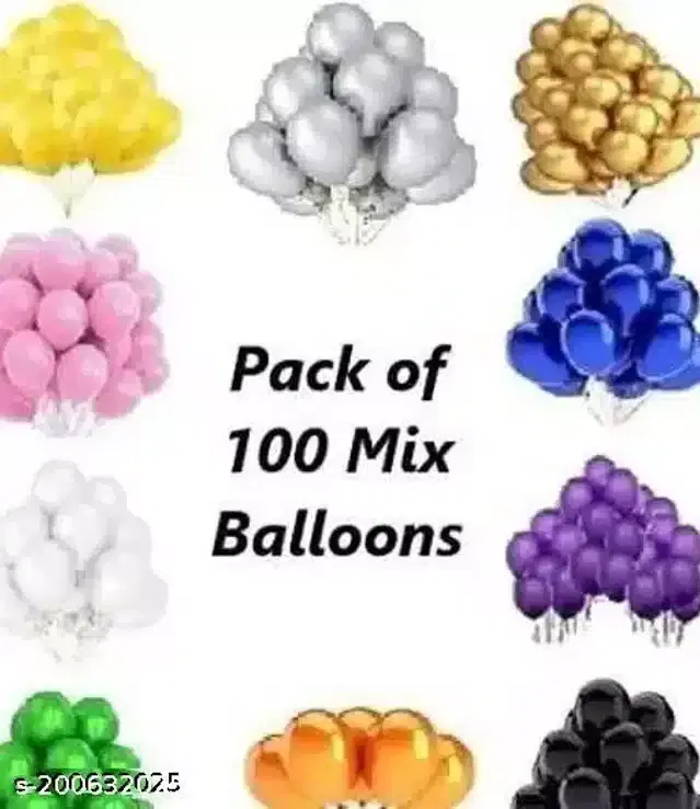 Party Decoration Balloons Set, Multicolor, Pack of 100