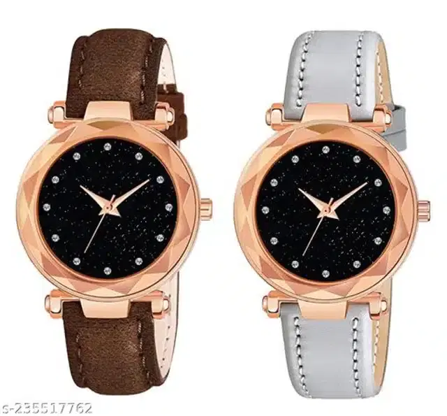 Analog Watch for Women, Pack of 2 (Multicolor)
