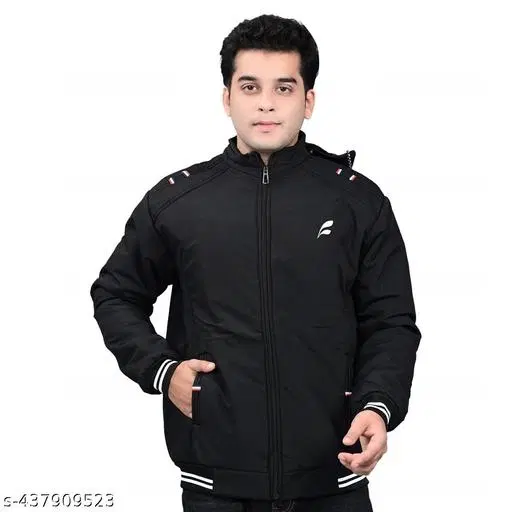 Polyester Jacket for Men (Black, Xl)