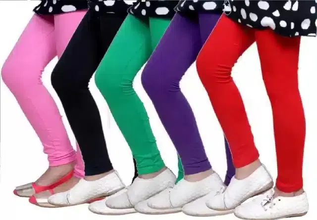 Solid Leggings Combo for Girls, Pack of 5 (Multicolor, 2-3 Years)