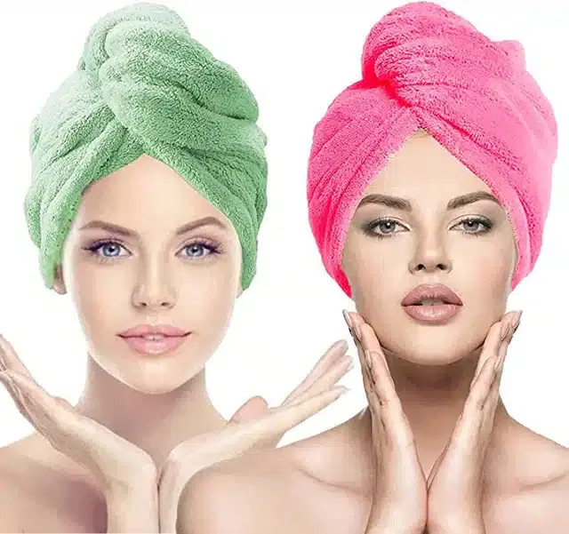 Hair Drying Cloth for Women, Multicolor, Pack of 2