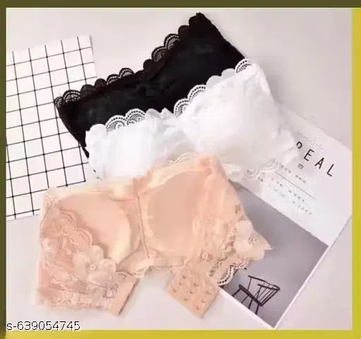 Net Solid Bras for Women, Assorted, Pack of 3 (32B)