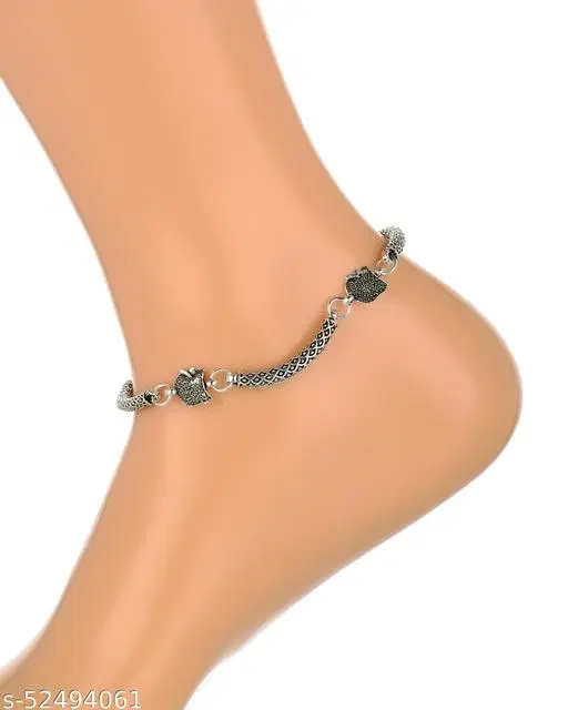 Festive Anklets for Women (Silver, Free Size)