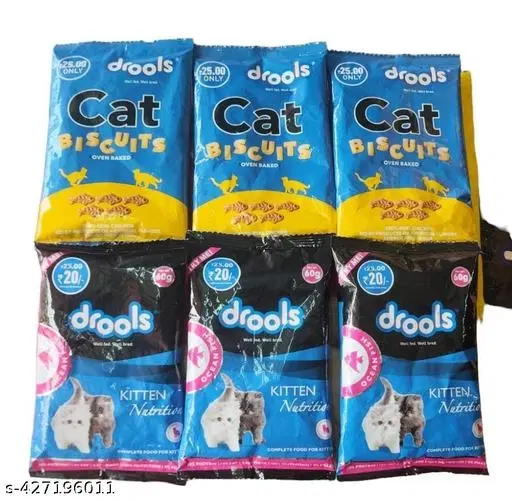 Drools Cat Treat Biscuits Real Chicken Flavor 40gm pouch __Oven Baked+Drools kitten cat food 60gm pouch--100% complete nutritious food for all breeds